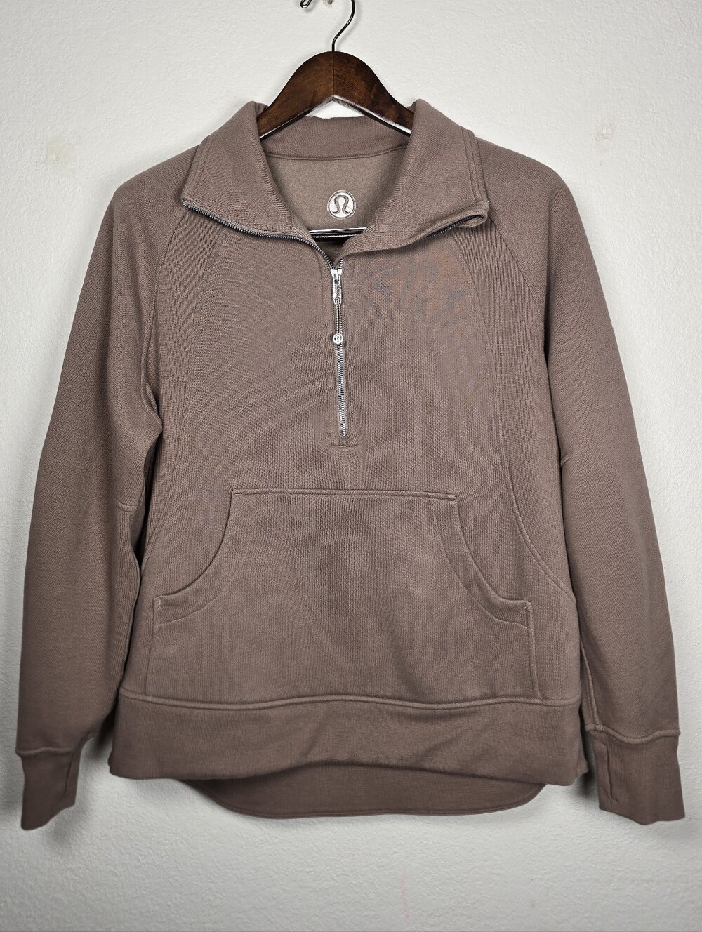 Lululemon Scuba Oversized Funnel Neck Half-Zip Sweatshirt Beige M/L